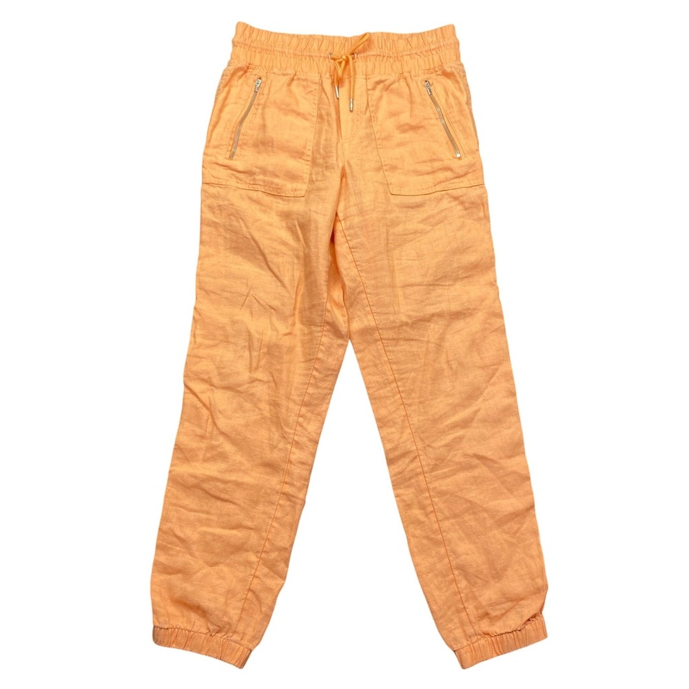 Athleta Cabo Linen Jogger Pants Orange Size 2 Drawstring Elastic‎ Waist Boho